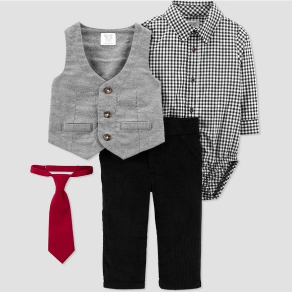 Just OneYou Carter’s  4pc Set Plaid Shirt&Vest Set - Picture 2 of 2